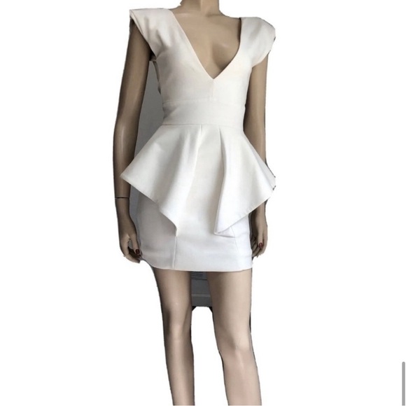 Chloe Sims' Aqua By Aqua Claudia Cream Peplum Waist Dress - Picture 1 of 16
